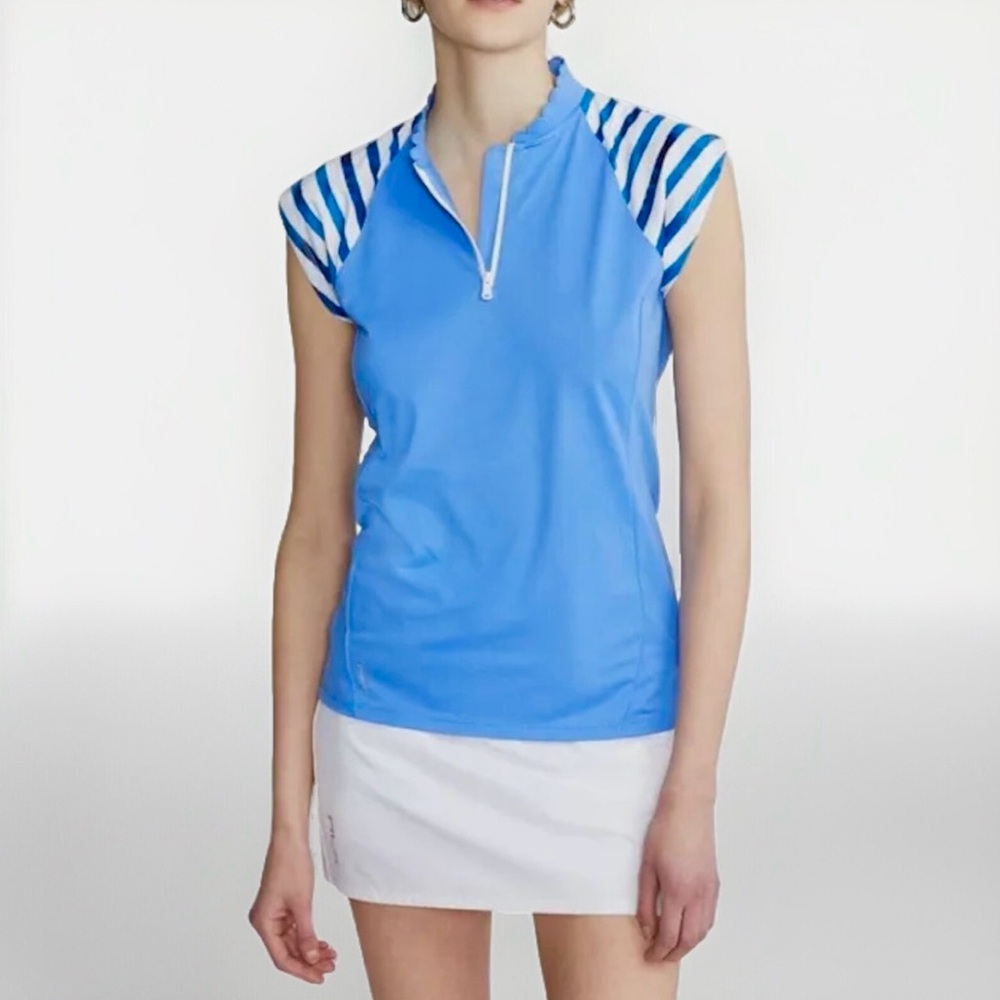 RLX Ralph Lauren Cap Sleeve Quarter Zip Pique Golf Shirt Women’s